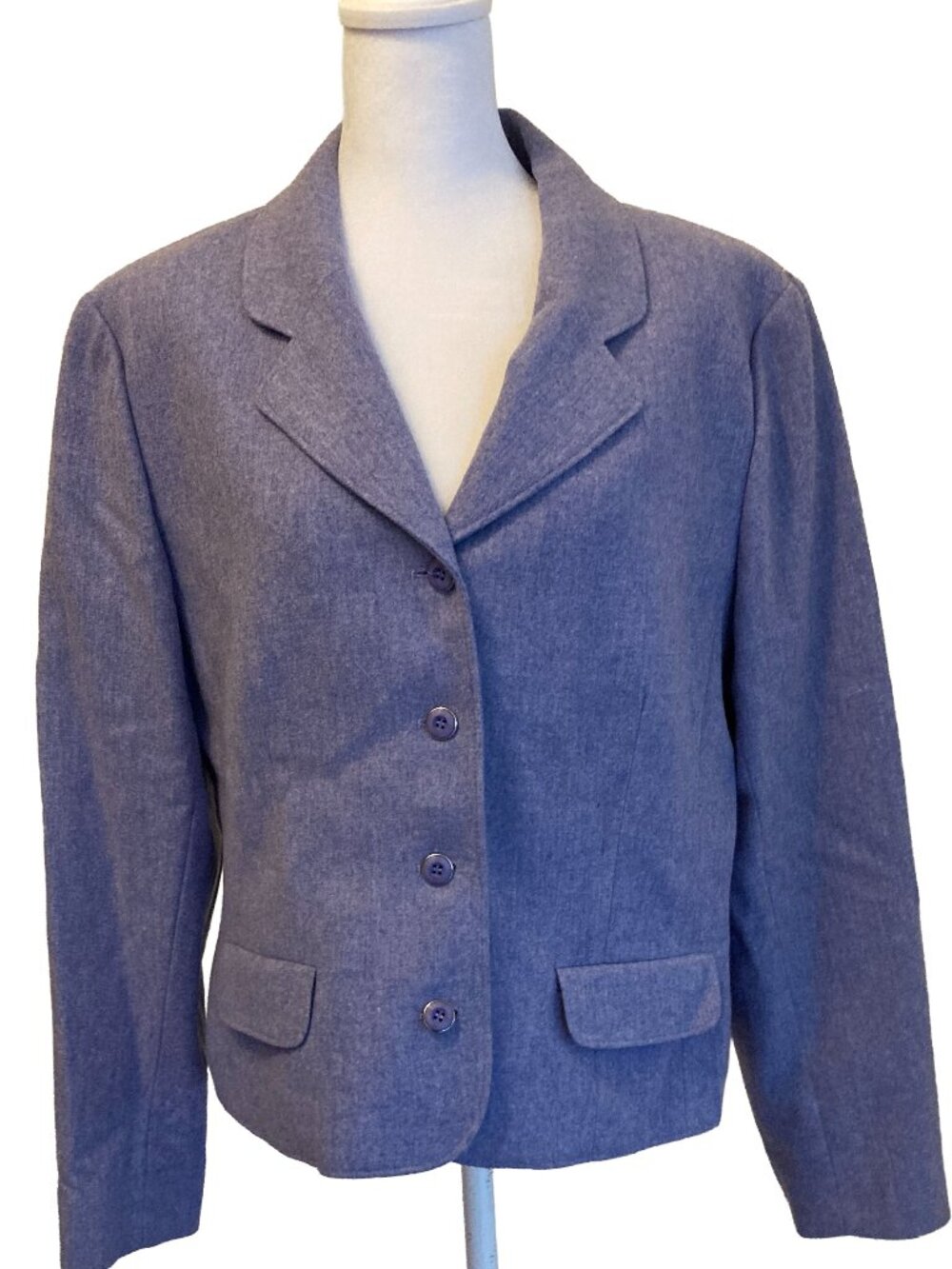 Vintage Pendleton Baby Blue Wool Blazer Womens 14 • Pure Virgin Wool •